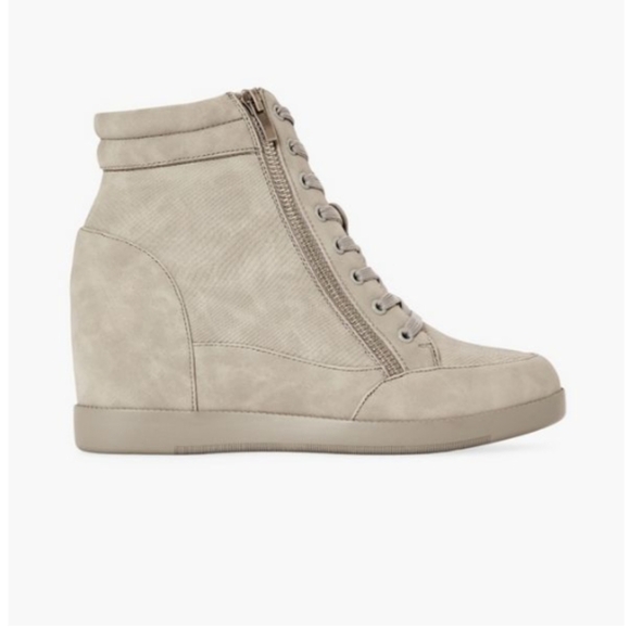 The Cool Girl Gray Wedge Sneakers Size 8 High Top Booties with Zipper *sale - Picture 3 of 4